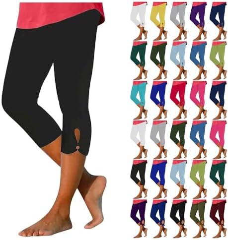 BOXIACEY Capri Leggings for Women 2025 Knee Length Yoga Pants High Waisted Workout Leggings Casual Summer Cropped Pants