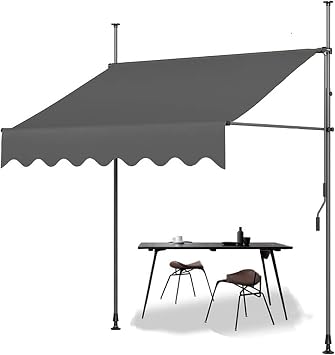 Manual Retractable Awning,Awnings for Patio,Outdoor Patio Canopy Sunsetter Deck Awnings Adjustable Pergola Shade Cover with Manual Crank Handle,for Backyard, Garden, Balcony (Color : Dark Gray, Size