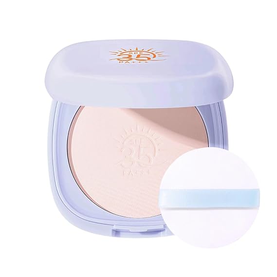 Sunscreen Setting Powder & Powder Foundation SPF 35 PA+++ 4-in-1 | Mineral Pressed Powder with Concealer, Oil Control, Matte Finish, Long-Lasting, Buildable Coverage Weightless, Anti-Dullness
