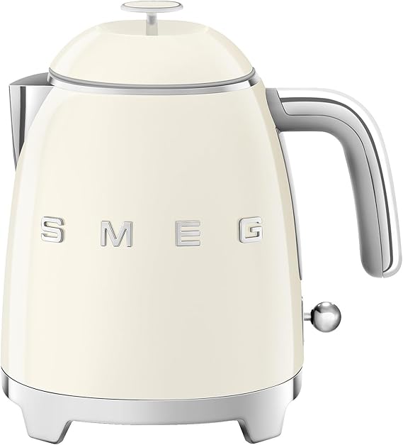 Smeg Mini 50s Retro Style 3 Cup Electric Kettle with Double Wall Non-Slip Base and Water Level Indicator Cream