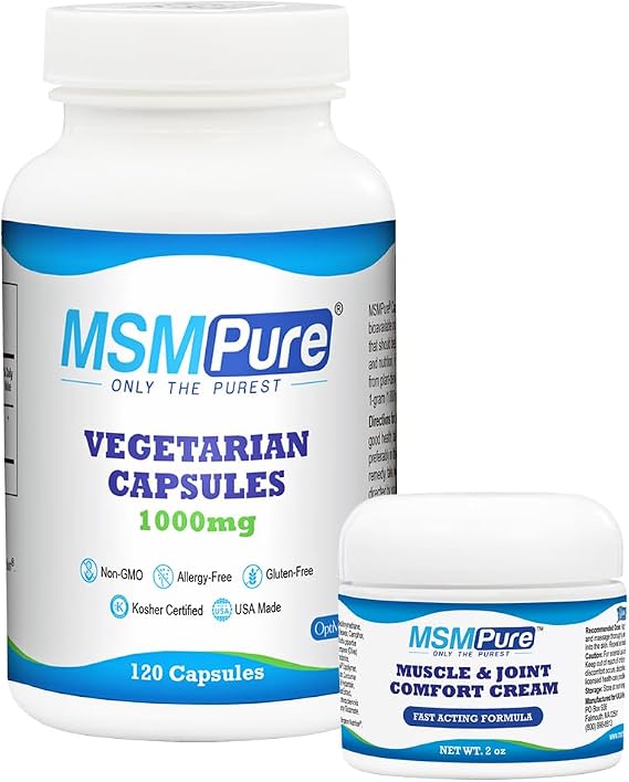 KALA HEALTH MSMPure MSM Tablets 120 Count and Muscle & Joint Cream 2oz Bundle