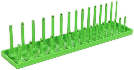 Sealey Sh3815Hv Socket Holder 3/8in Sq Drive 6-21Mm Hi-Vis Green