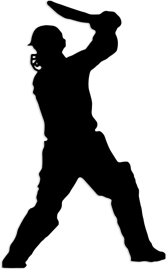 Cricket Batter Vinyl Decal Sticker 5 Inch Black Design Featuring Batsman in Action for Cars, Laptops, and Windows Durable, Weatherproof, Easy to Apply
