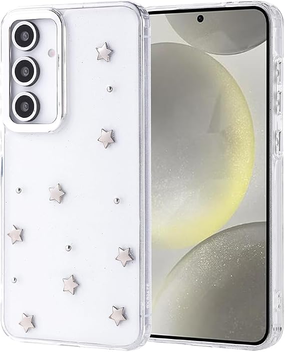 Coverzone Compatible with Samsung Galaxy S24 FE Case Airbag Cornered 2mm Camera Protrusion Protected Glitter Transparent Printed Z-Pole Cover Star