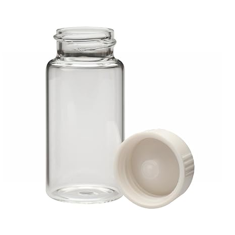 Wheaton 986586 Borosilicate Glass 20mL Liquid Scintillation Vial, with 22-400 White Urea Poly Seal Cone Lined Screw Cap, Packaged Separately (Case of 500)