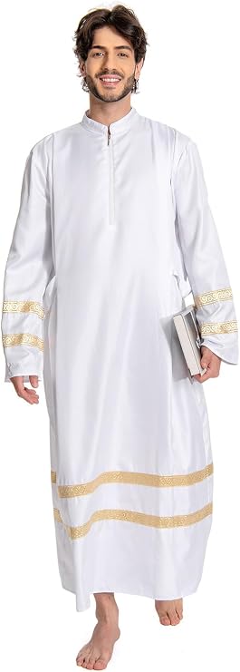 Men Pastor Robe Cassock Gown Catholic Clergy Pulpit Cloak Christian Priest Long Liturgical Vestment Habit