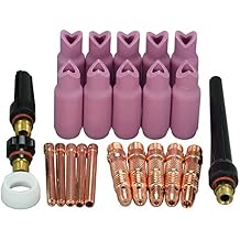 RIVERWELD TIG Alumina Nozzle Ceramic Cups Outside & Inside 90o 10N50 1/4" 6.5mm Collet Bodies 10N Back Cap 57Y Series Cup Gasket 18CG Assort Size for SR WP 17 18 26 TIG Welding Torch 24pcs