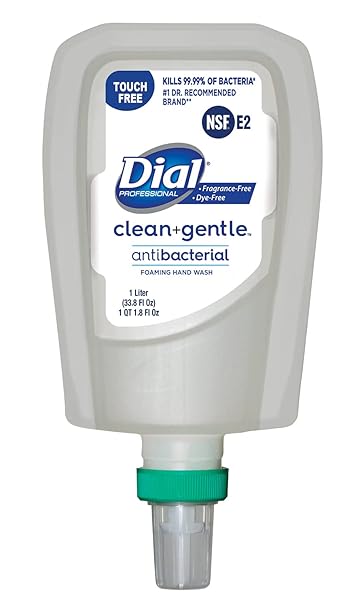 Dial Clean  Gentle Antibacterial Foaming Hand Wash, Fragrance and Dye-Free, FIT Universal Touch-Free, 1L Dispenser Refill Pack of 3