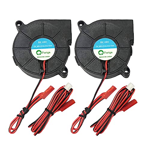 24V 5015 Blower Fan DC 50X50X15mm Radial Cooling Fan 1.2M Cable for 3D Printer Fan Heat Sink 2PCS, TIEFULONG-WT