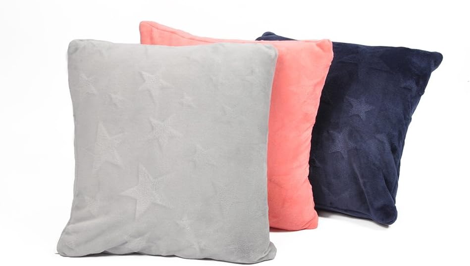 battilo Stars Printed Cozy Throw Pillow Cushion for Couch Bed Sofa, 16 L x 16 W, Coral