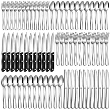 PHILIPALA 72 Pcs Silverware Set with Steak Knives Food-Grade Stainless Steel Flatware Set for 12 Mirror Cutlery Include Forks Spoons and Knives Set Dishwasher Safe Utensil Sets for Home Restaurant
