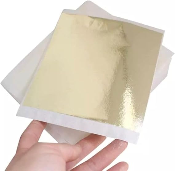 Gold Leaf Company Gold Leaf 16x16 25 pcs Metallic Foil Sheets for Gilding, Home Decoration, Art & Crafts, Painting Arts Crafts Nails and DIYS (Gold Leaf.25 Pcs)