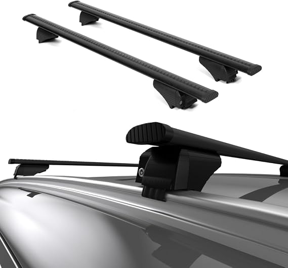 Universal Roof Rack Cross Bars - 42 to 56" Crossbars Fits Flush Roof Rail Cars & SUVs | Adjustable Aluminum Aero Bars for Rooftop, Luggage, Cargo Carrier, Canoe, Kayak, Bike, Size: 50" | Black