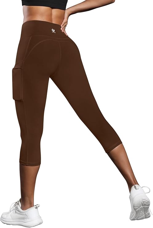 Fihapyli ICTIVE Women's Capris Yoga Pants with Pockets Running Pilates Fitness Running High Waisted Leggings