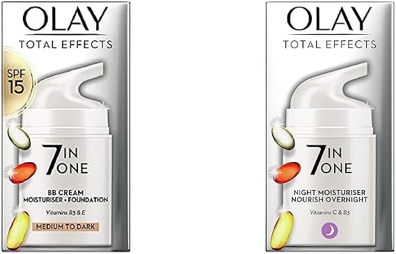Olay Total Effects 7in1- BB Cream (Medium to Dark) with SPF15 and Niacinamide + Night Moisturiser with Niacinimide: (2x50ml)