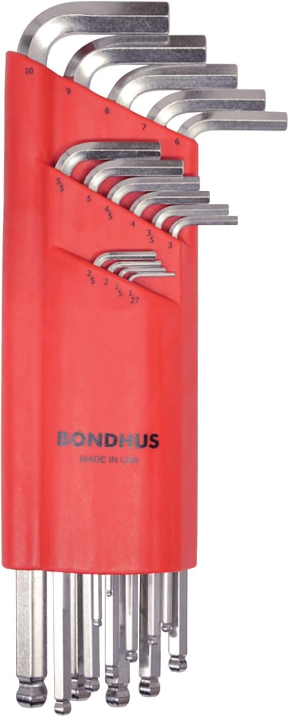 Bondhus 17095 Set of 15 Balldriver L-wrenches w/BriteGuard,sizes 1.27-10mm