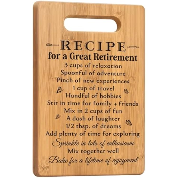 Retirement Gifts for Women, Happy Retirement Gifts for Female Coworker Teachers Nurses Boss Mom Grandma Friends Retirees, Recipe for A Great Retirement Cutting Board Gift