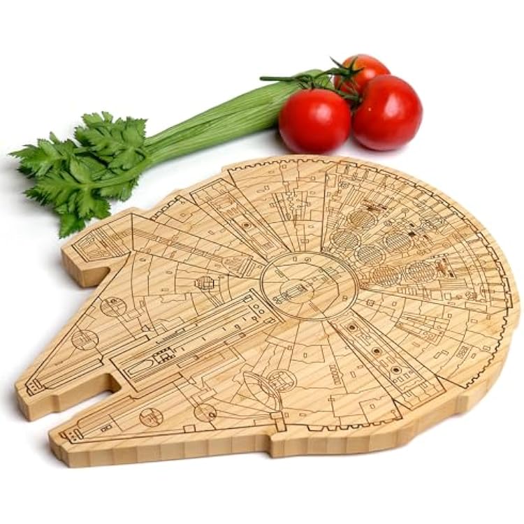 Straga USA-Made Millennium Falcon Cutting Board Handcrafted Bamboo Charcuterie & Cutting Board Great Gift for Christmas, Weddings, Fathers Day & Birthdays Eco-Friendly Bamboo