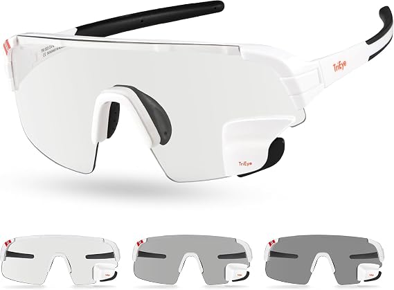 TriEye Cycling Glasses with Rear-view Mirror - Outdoor Sports Sunglasses for Men & Women - UV-400 TR90 Frame - Small