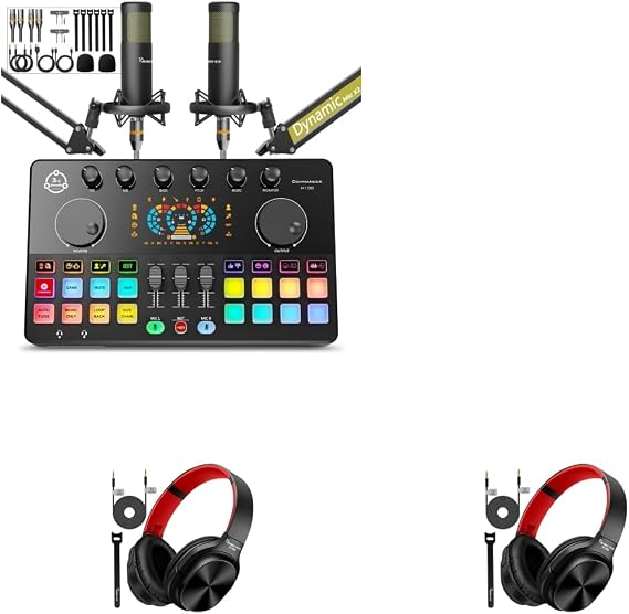 Podcast Equipment Bundle for 2 with 2 Headphones