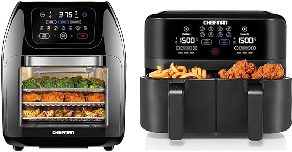 CHEFMAN Multifunctional 10L Air Fryer+ Dual 4.5QT Air Fryers Rotisserie Dehydrator Convection Oven