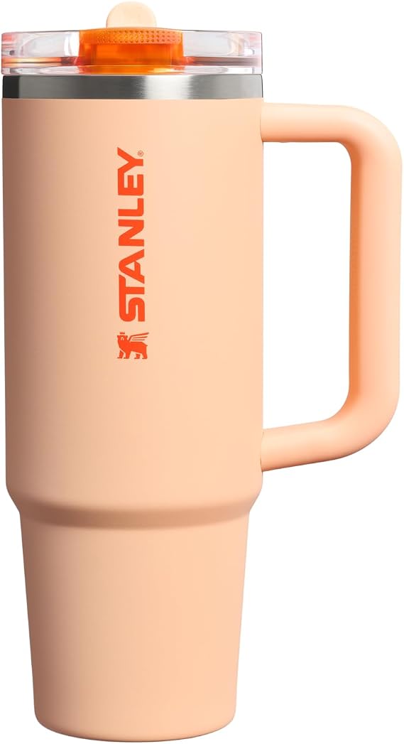 Stanley Quencher ProTour Flip Straw Tumbler with Leakproof Lid 30 oz | Built-in Straw and Handle | Cup Holder Compatible for Travel | Insulated Stainless Steel Cup | BPA Free | Orange Sherbet