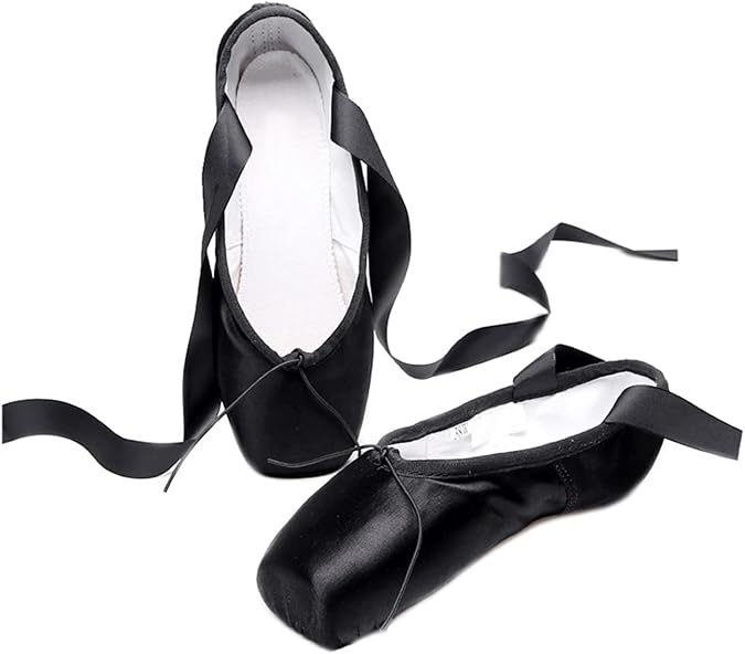 BININBOX Girl's Canvas Ballet Dance Toe Shoes Professional Satin Pointe Shoes