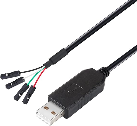 DTECH USB to TTL Serial 3.3V Adapter Cable TX RX Signal 4 Pin 0.1 inch Pitch Female Socket PL2303 Prolific Chip Windows 10 8 7 XP Vista (6ft, Black)