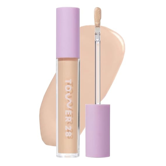 Tower 28 Swipe Serum Hydrating Concealer, 6.0 Medium/Light Neutral(0.22 oz) | Hydrating Medium Coverage Concealer & Under Eye Brightener with Hyaluronic Acid & Centella, Face Makeup for Sensitive Skin