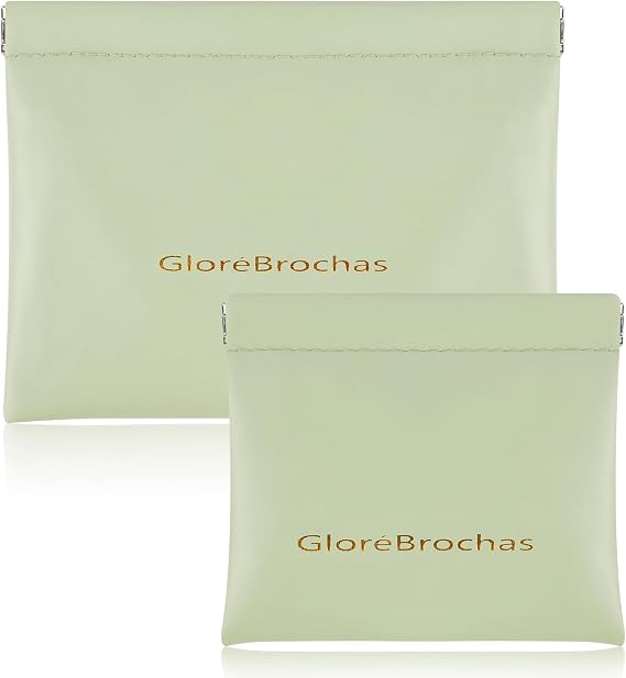 Makeup Bag for Purse:GloreBrochas PU Leather Makeup Pouch Set Large & Small Portable Cosmetic Bags, Waterproof Squeeze Top Coin Purse,Travel Organizer for Makeup,Lipstick, Jewelry,Earbuds(Green)