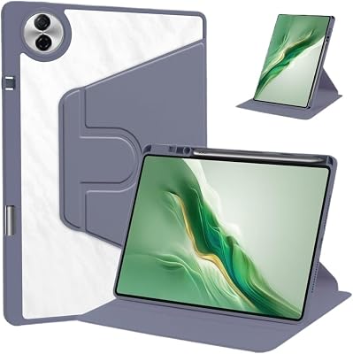 360 Rotating Stand Cover Suitable for Huawei Honor Pad 10 12.1inch HEY3-W00W10 2025 Clear Hard Acrylic with Pen Holder CaseLavender