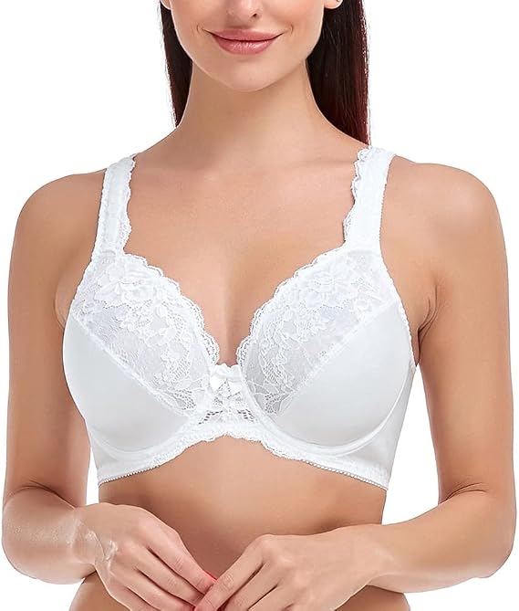 Women's Minimizer Bra Plus Size Full Coverage Underwire Unlined Lace Bras