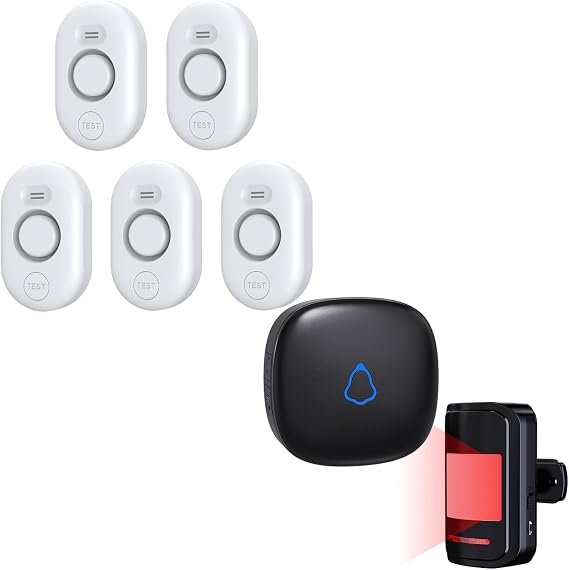 Bundle: 5 Pack Water Leak Sensor Alarms + Motion Sensor with Receiver Chime