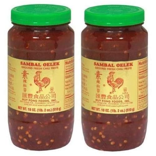 Huy Fong Sambal Oelek Ground Fresh Chili Paste Large 18 oz Jars 2 Pack by Huy Fong Foods