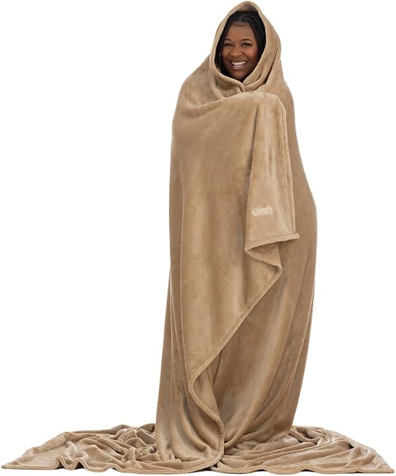 THE COMFY Dream Big Blanket - 96x96 Inches, 100% Polyester Soft Microfiber Blanket, Warm and Cozy Throw for Office, Home, Living Room, Bedroom