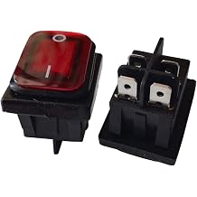 Waterproof Rocker Switch 4Pins 20A/125V 16A/250V Push Button Switches with LED KCD4,2-Pack, Red