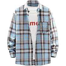 Generic Flannel Shirt for Men 2024 Fashion Long Sleeve Plaid Button Down Shirt Jacket Casual Lightweight Sweatshirts Coats