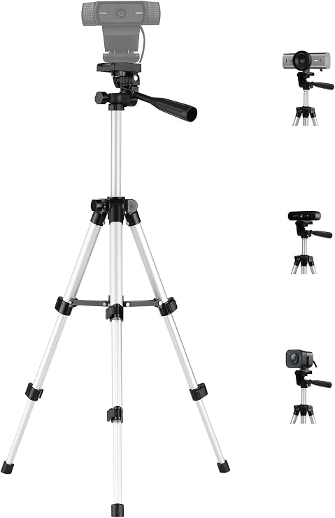 Tripod for Webcam, 25.6'' Webcam Tripod Stand Compatible with Logitech C920/MX Brio 4K/Brio 4K pro/Brio 500/StreamCam/C922/C930/C615 Webcams