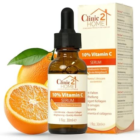 Vitamin C Serum for the Face - Powerful 10% Vitamin C Serum Against Dark Spots Wrinkles & Fine Lines - Anti-Ageing Collagen Boost & Skin Whitening Pure Vitamin C