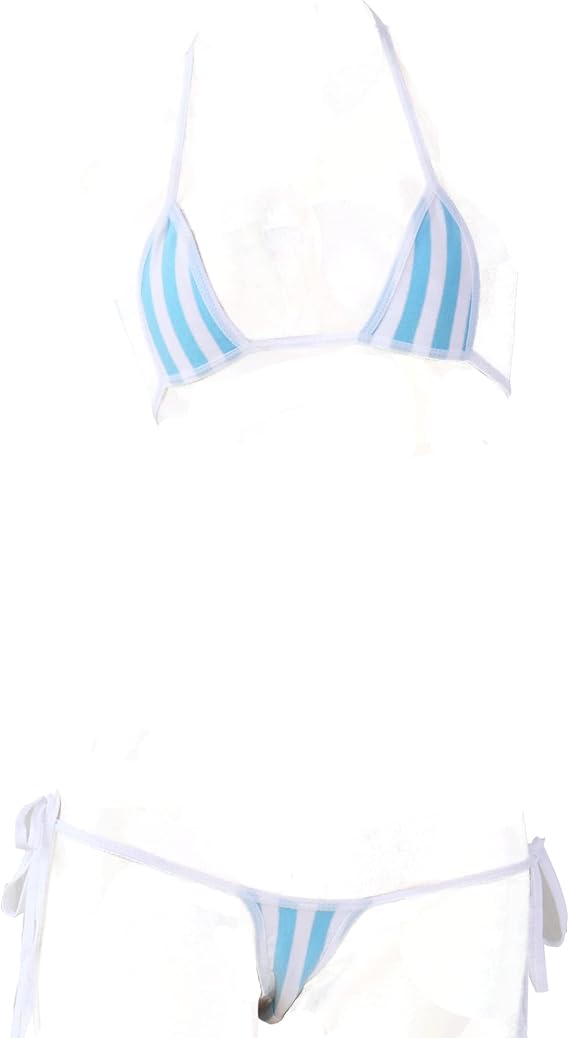 JasmyGirls Anime Lingerie Stripe Micro Bikini Kawaii Sexy Cosplay Swimsuit Japanese Bra and Panty Set Cute Bathing Suit