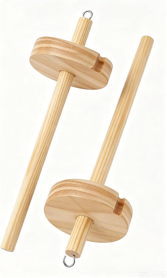 2pcs Drop Spindle Yarn Hand Spindle Wooden Weaving Spindle Whorl Yarn Spin Tool for Beginners DIY Spinning Crafts Supply