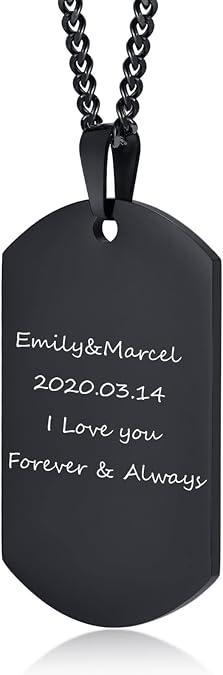 VNOX Dog Tags Personalized Necklace for Men with Custom Text Engraved/Print Photo Military US Army ID Tag Gift for Brother Son