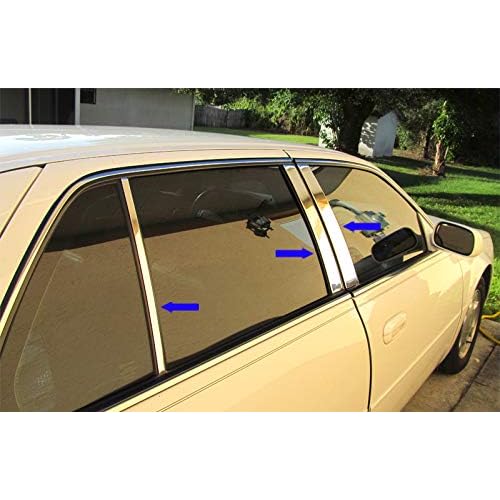 Made in USA! Compatible with 2000-2005 Cadillac Deville 6 PC Stainless Steel Chrome Pillar Post Trim