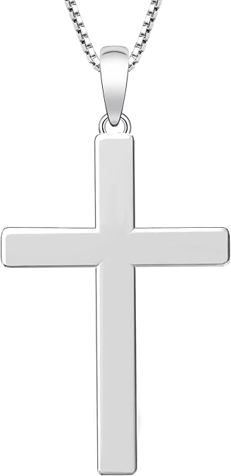 YL Cross Necklace for Women Sterling Silver Plain Cross Pendant Necklace Simple Jewelry for Men (0.79-1.38")
