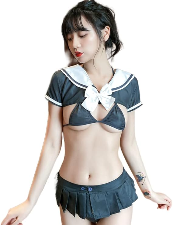 Sexy Cosplay Sailor Suit Schoolgirl School Uniform Underwear Set Mini Dress
