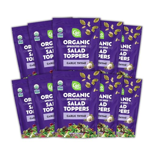 Go Raw Organic Sprouted Garlic Thyme Salad Toppers, 4 oz, 10 Pack, Pumpkin & Sunflower Seeds, Keto, Kosher