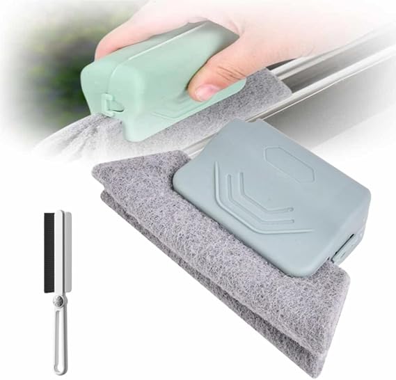 Window Groove Cleaning Brush,2024 New Hand-held Magic Window Track Cleaner Tools Set,Groove Cleaning Brush Window or Sliding Door for Sliding Door, Sill, Tile Lines, Shutter (Gray)