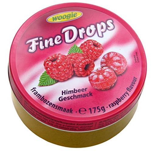 Woogie, German Fine Drops Sanded Raspberry Candy 175gr tin Himbeergeschmack 3 pcs