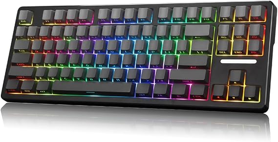 DELUX KM87PRO 80% Wireless Mechanical Gaming Keyboard, 87 Swappable Keys, Customizable TKL Keyboard, Side Printed PBT Keycaps, Pre-Lubed Linear Switches, RGB Backlit, 2.4GHz/BT5.0/Wired for PC Laptop