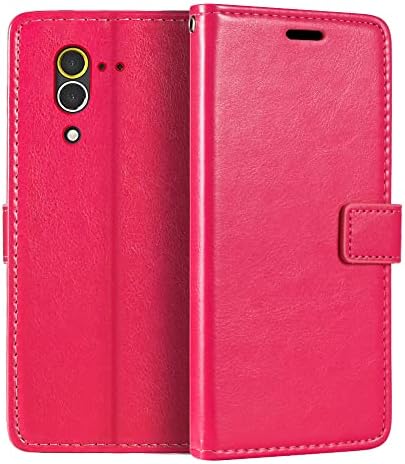 Leather Case Compatible with CAT S60, Business Design Magnetic Flip Cover with 3 Card Slots, Photo Frame, and Hidden WalletRose Red